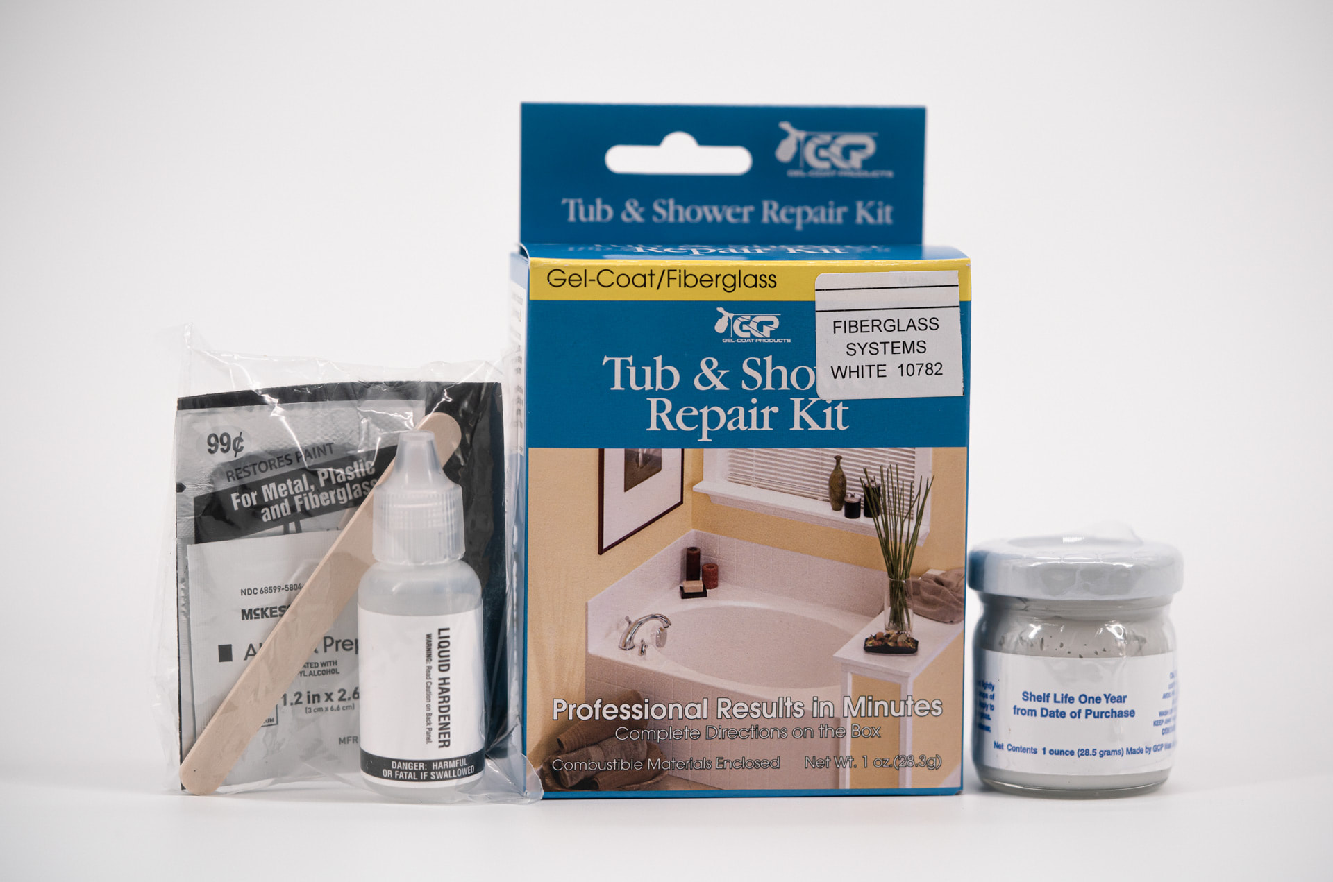 Gel-Coat Products 58-204 Tub and Shower Repair Kit, Bone